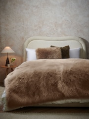 Mink Brown Long Faux Fur Throw - Image 1 of 3