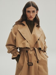 Camel Belted Quilt Lined Showerproof Trench Coat - Image 1 of 8