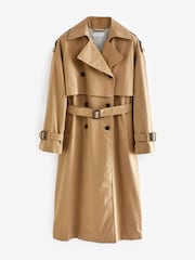 Camel Belted Quilt Lined Showerproof Trench Coat - Image 6 of 8