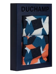 Duchamp Blue Mens Gift Set Cube Socks 2 Pack - Image 1 of 5