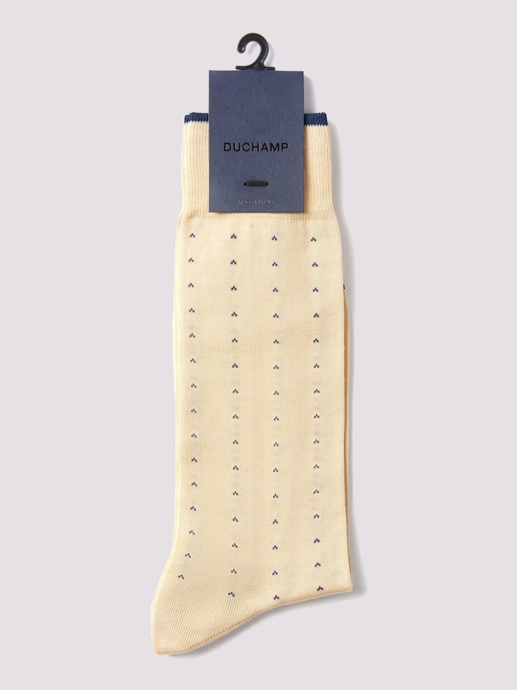 Duchamp Cream Mens Dotted Socks - Image 2 of 3