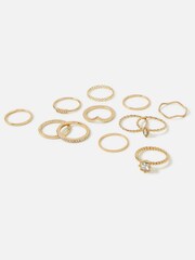 Accessorize Gold Tone Crystal Rings 12 Pack - Image 1 of 2