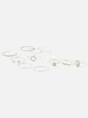 Accessorize Silver Tone Crystal Rings 12 Pack - Image 1 of 3