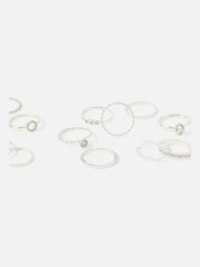 Accessorize Silver Tone Crystal Rings 12 Pack - Image 2 of 3
