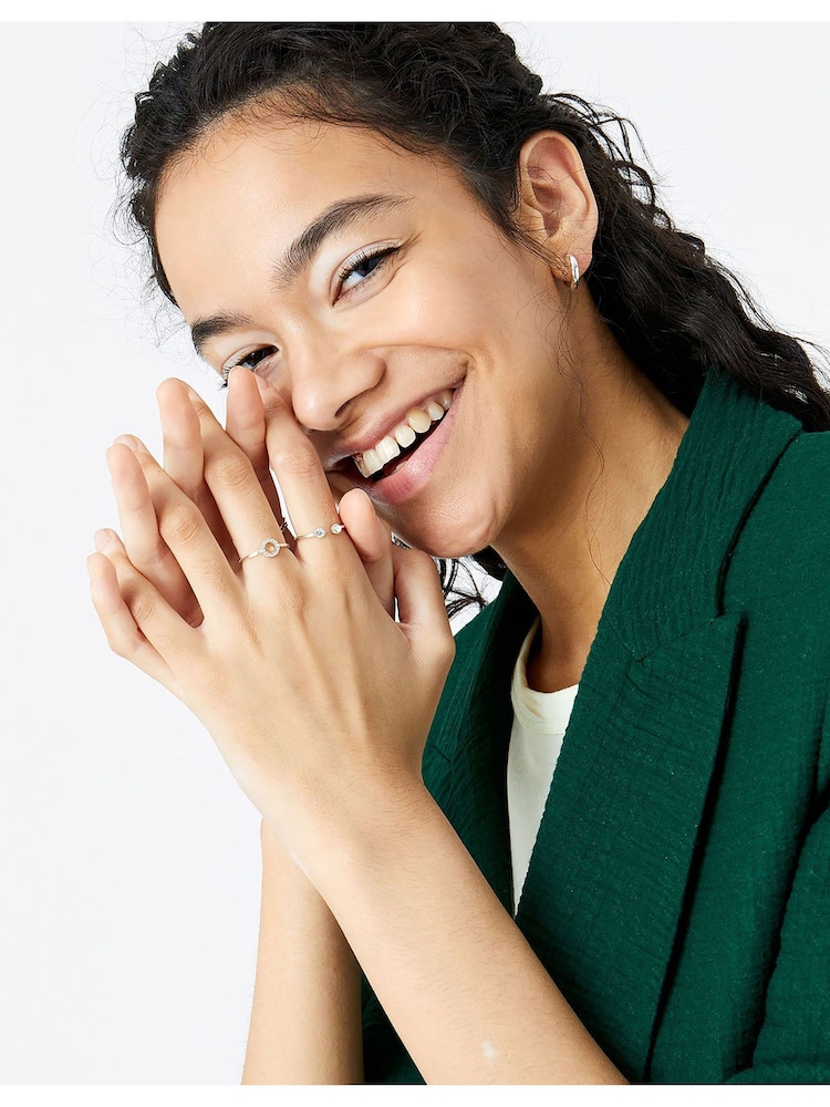 Accessorize Silver Tone Crystal Rings 12 Pack - Image 3 of 3