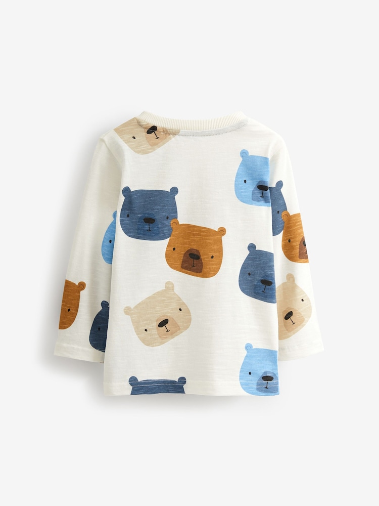 Blue/Brown Peekaboo Bear Long Sleeve Character T-Shirts 3 Pack (3mths-7yrs) - Image 3 of 6
