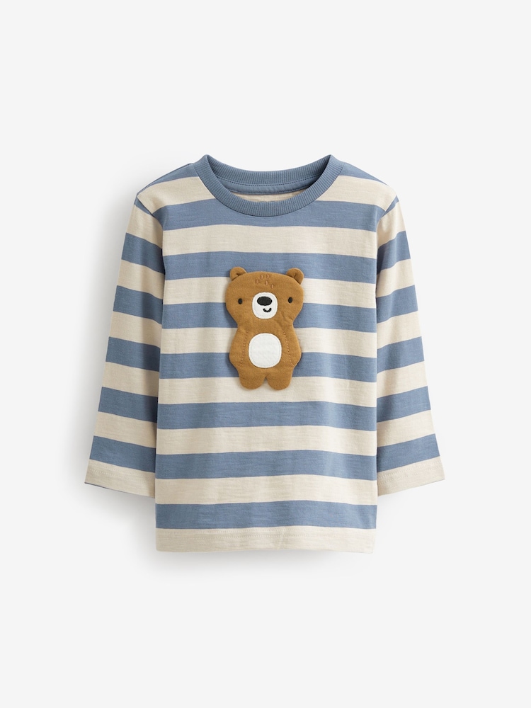 Blue/Brown Peekaboo Bear Long Sleeve Character T-Shirts 3 Pack (3mths-7yrs) - Image 5 of 6
