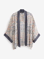 Navy/Oatmeal Morris & Co. Blackthorn Navy Oatmeal Floral Kimono - Image 6 of 7