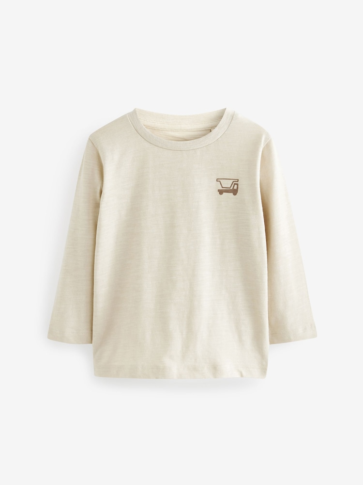 Brun/Crème - T-shirts unis à manches longues Lot de 5 (3 mois à 7 ans) - Image 4 of 8