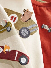 Grün/Rot/Auto - Langarmshirts aus Character, 100% Baumwolle 3er-Pack (3Monate–7Jahre) - Bild 3 von 3