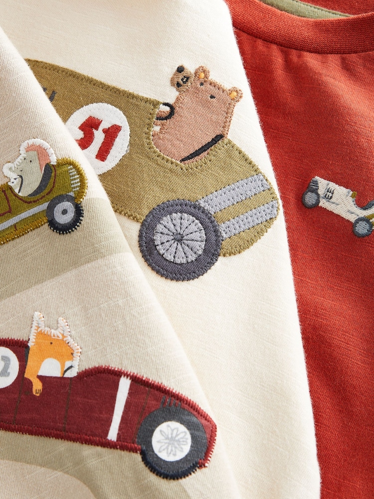 Grün/Rot/Auto - Langarmshirts aus Character, 100% Baumwolle 3er-Pack (3Monate–7Jahre) - Bild 3 von 3