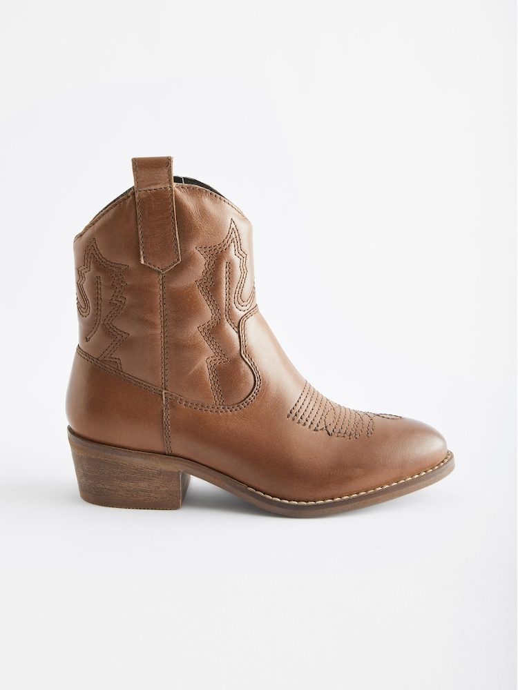 Tan Brown Western Heel Boots - Image 2 of 5