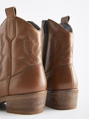 Tan Brown Western Heel Boots - Image 4 of 5
