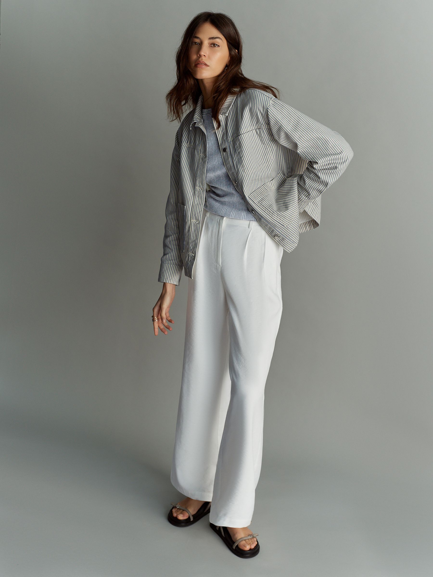 豊富なギフト Buy Blue Stripe Worker Jacket from Next Luxembourg Jacket Outer