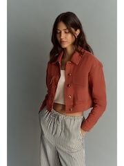 Terracotta Red Cotton Utility Jacket - Image 1 of 6