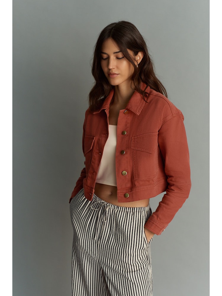 Terracotta Red Cotton Utility Jacket - Image 1 of 6