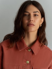 Terracotta Red Cotton Utility Jacket - Image 4 of 6