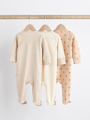 Neutralny - Baby Two Way Zip 100% Cotton Sleepsuits 3 Pack (0-18mths) - Image 2 of 11