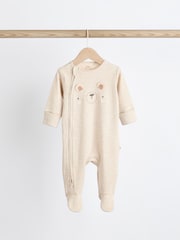 Neutralny - Baby Two Way Zip 100% Cotton Sleepsuits 3 Pack (0-18mths) - Image 4 of 11
