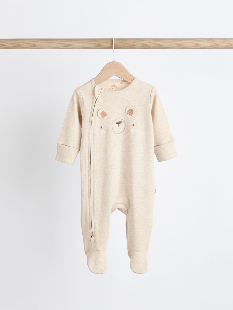 Neutralny - Baby Two Way Zip 100% Cotton Sleepsuits 3 Pack (0-18mths) - Image 4 of 11