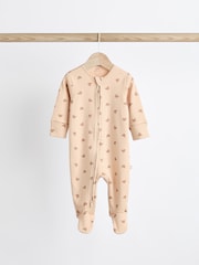 Neutralny - Baby Two Way Zip 100% Cotton Sleepsuits 3 Pack (0-18mths) - Image 5 of 11