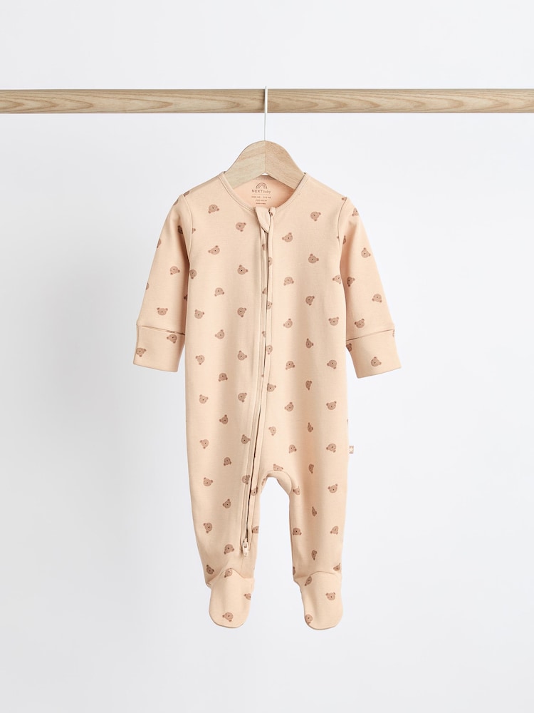 Neutralny - Baby Two Way Zip 100% Cotton Sleepsuits 3 Pack (0-18mths) - Image 5 of 11