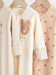 Neutralny - Baby Two Way Zip 100% Cotton Sleepsuits 3 Pack (0-18mths) - Image 6 of 11