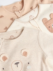 Neutralny - Baby Two Way Zip 100% Cotton Sleepsuits 3 Pack (0-18mths) - Image 7 of 11