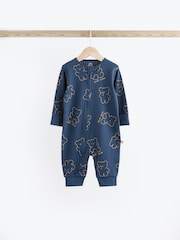 Marineblau/Hellbraun mit Bär - Fußlose Baby-Schlafanzüge mit Reißverschluss 100% aus Baumwolle 3 -Pack (0Monate-3Jahre) - Bild 3 von 11