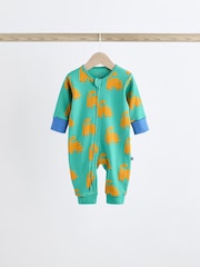 Bright Dino Baby Footless Zip 100% Cotton Sleepsuits 3 Pack (0mths-3yrs) - Image 10 of 16
