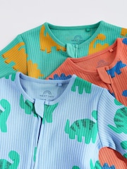 Bright Dino Baby Footless Zip 100% Cotton Sleepsuits 3 Pack (0mths-3yrs) - Image 12 of 16