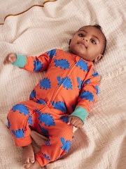Bright Dino Baby Footless Zip 100% Cotton Sleepsuits 3 Pack (0mths-3yrs) - Image 2 of 16