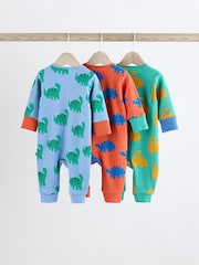 Bright Dino Baby Footless Zip 100% Cotton Sleepsuits 3 Pack (0mths-3yrs) - Image 6 of 16