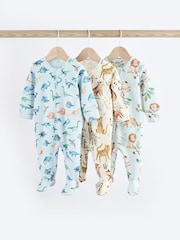 Blue Character Baby 2 Way Zip 100% Cotton Sleepsuits 3 Pack (0mths-2yrs) - Image 1 of 11