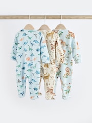 Blue Character Baby 2 Way Zip 100% Cotton Sleepsuits 3 Pack (0mths-2yrs) - Image 2 of 11
