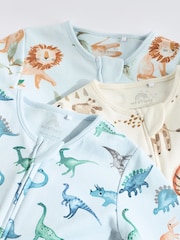Blue Character Baby 2 Way Zip 100% Cotton Sleepsuits 3 Pack (0mths-2yrs) - Image 8 of 11