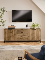 Dark Bronx Oak Effect Slim Extra Large Sideboard - Image 3 of 10