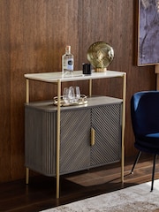 Dark Grey Valencia Marble Mango Wood Drinks Cabinet - Image 1 of 11
