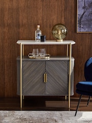 Dark Grey Valencia Marble Mango Wood Drinks Cabinet - Image 2 of 11