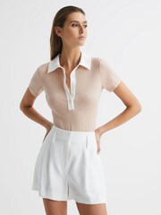 Reiss Neutral/Ivory Avery Short Sleeve Polo Bodysuit - Image 1 of 5