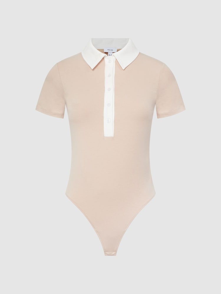 Reiss Neutral/Ivory Avery Short Sleeve Polo Bodysuit - Image 2 of 5