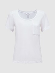Reiss White Camilla Woven Linen Short Sleeve T-Shirt - Image 2 of 4