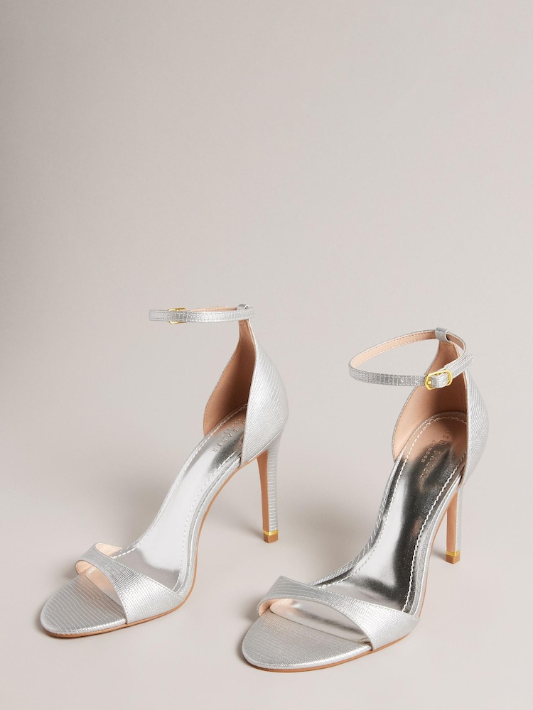 Ted Baker Silver Helmiam Ankle Strap 103mm Heeled Sandals - Image 2 of 5
