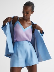 Reiss Lilac/Blue Payton Silk Blend Colourblock Vest - Image 1 of 6