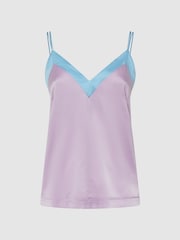 Reiss Lilac/Blue Payton Silk Blend Colourblock Vest - Image 2 of 6
