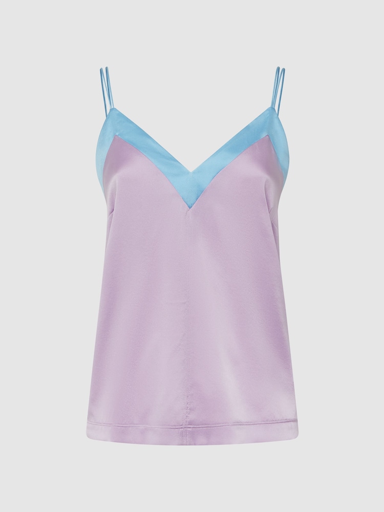 Reiss Lilac/Blue Payton Silk Blend Colourblock Vest - Image 2 of 6