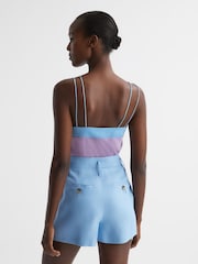 Reiss Lilac/Blue Payton Silk Blend Colourblock Vest - Image 5 of 6