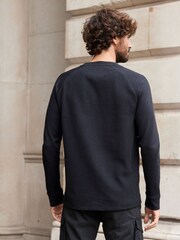 Black Long Sleeve Grandad Collar T-Shirt - Image 3 of 7