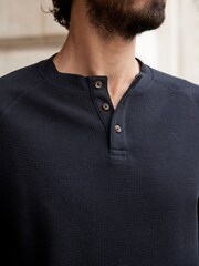 Black Long Sleeve Grandad Collar T-Shirt - Image 4 of 7