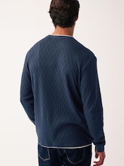 Navy Blue Long Sleeve Mock Layer T-Shirt - Image 3 of 7